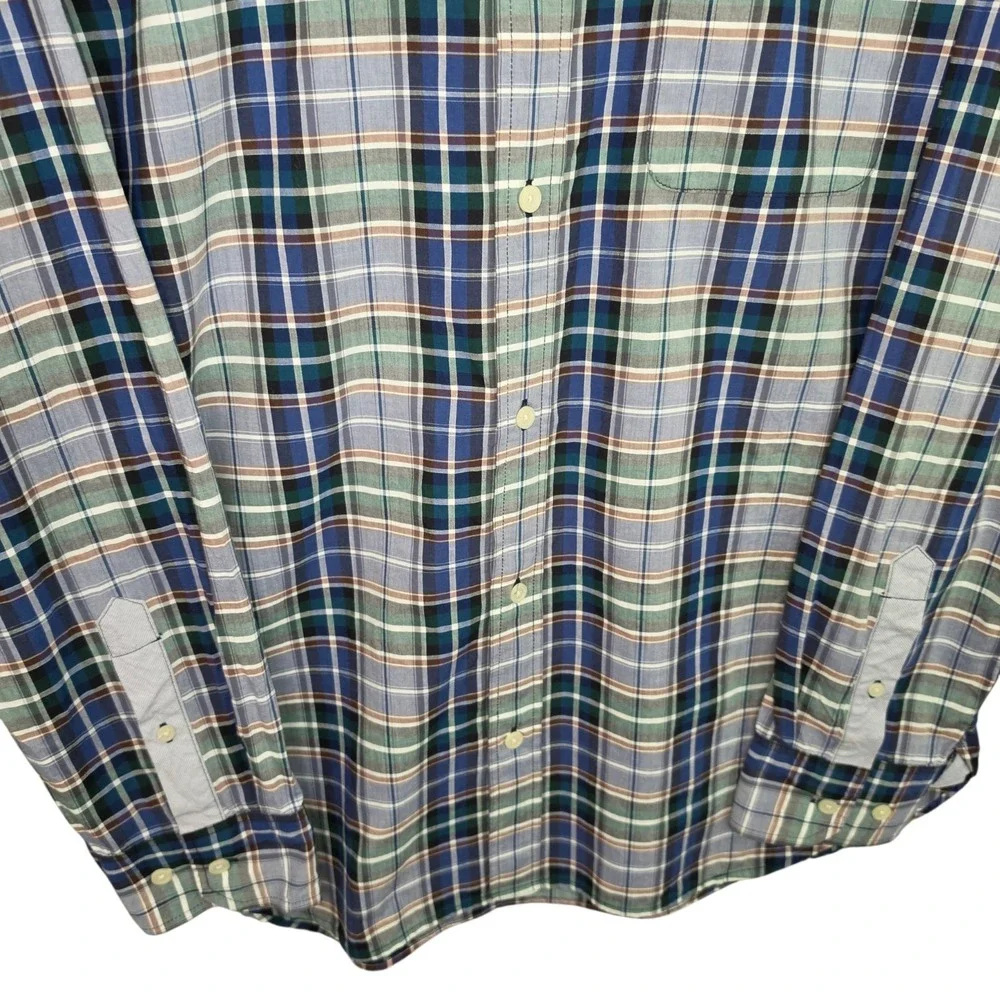 Banana Republic Shirt Mens Large Blue Plaid Button Up Long Sleeve Casual Pocket